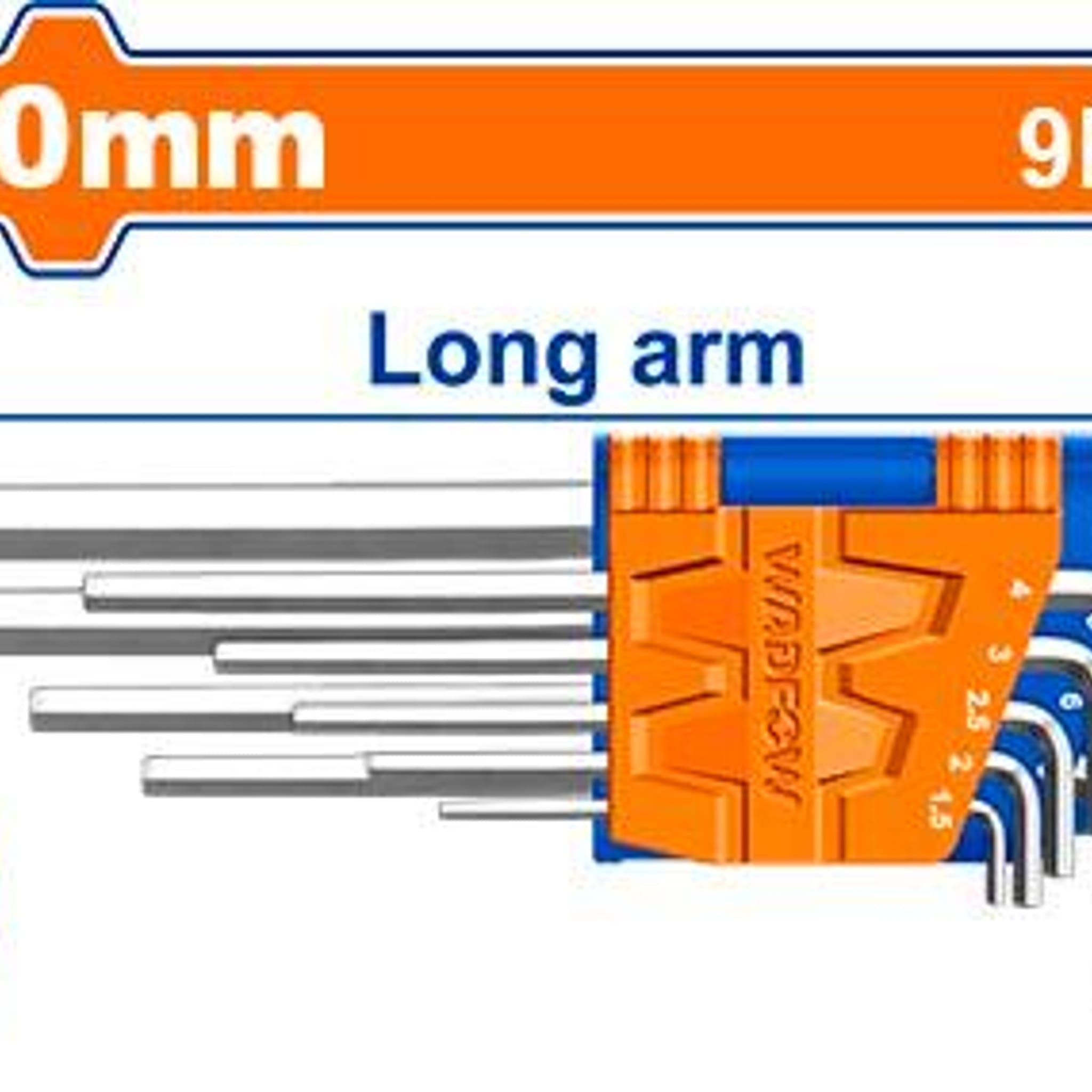 Set Llaves Allen Hexagonales Brazo Largo 1,5-10mm 9 Piezas WHK1291 - Wadfow