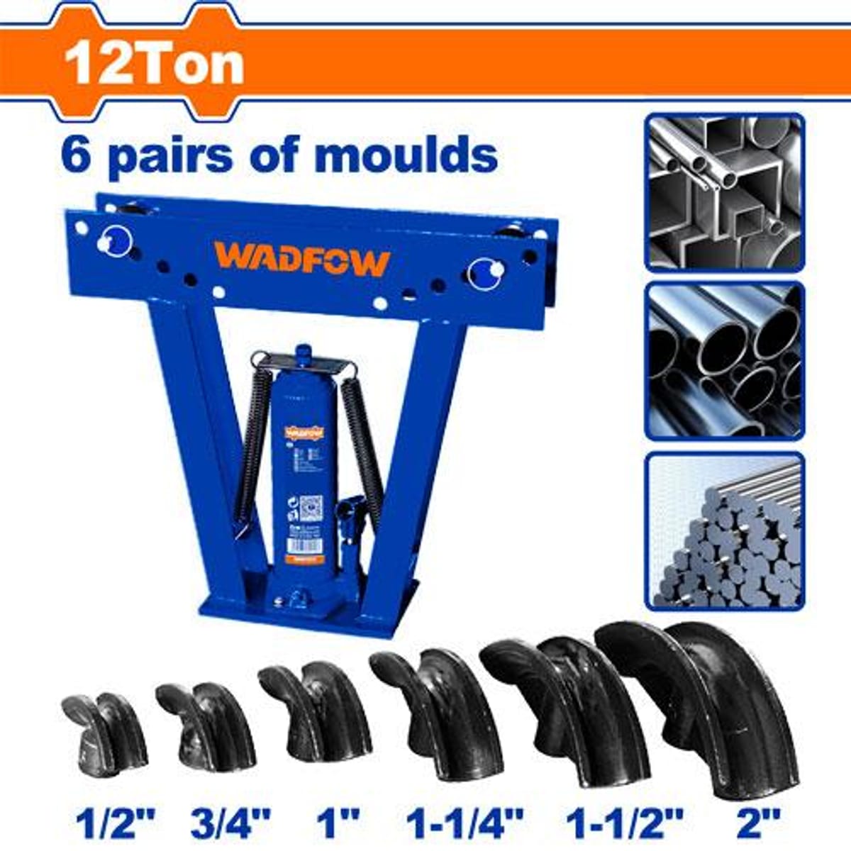 Dobladora Hidráulica de Caños 12 Toneladas 6 Moldes 1/2" a 2" WHN1512 - Wadfow