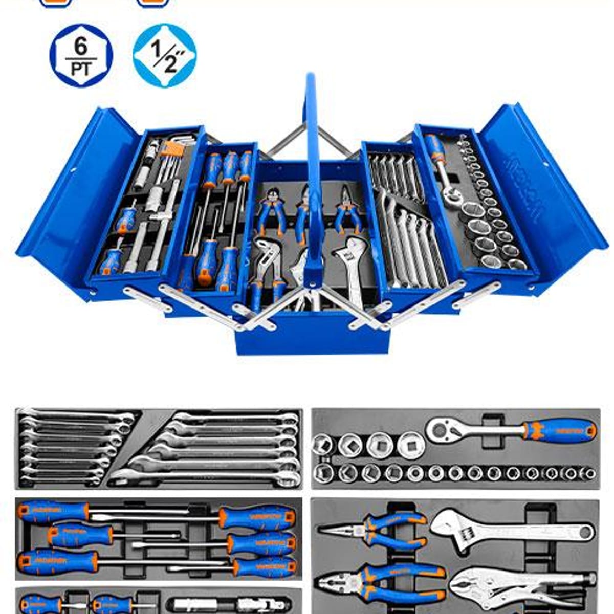 Set Herramientas Manuales Caja Metálica 61 Piezas WHS4B61 - Wadfow