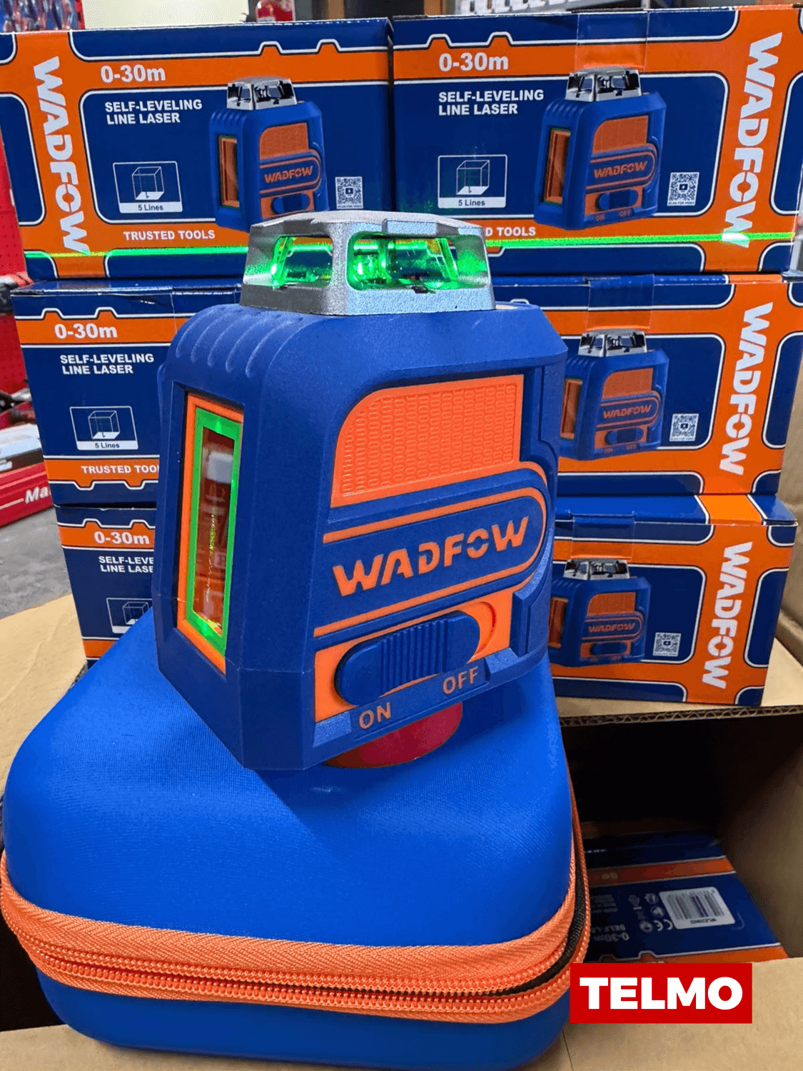 Nivel Láser Autonivelante 5 líneas Escuadra 30 Metros Verde + Soporte Magnético WLE2M05 - Wadfow