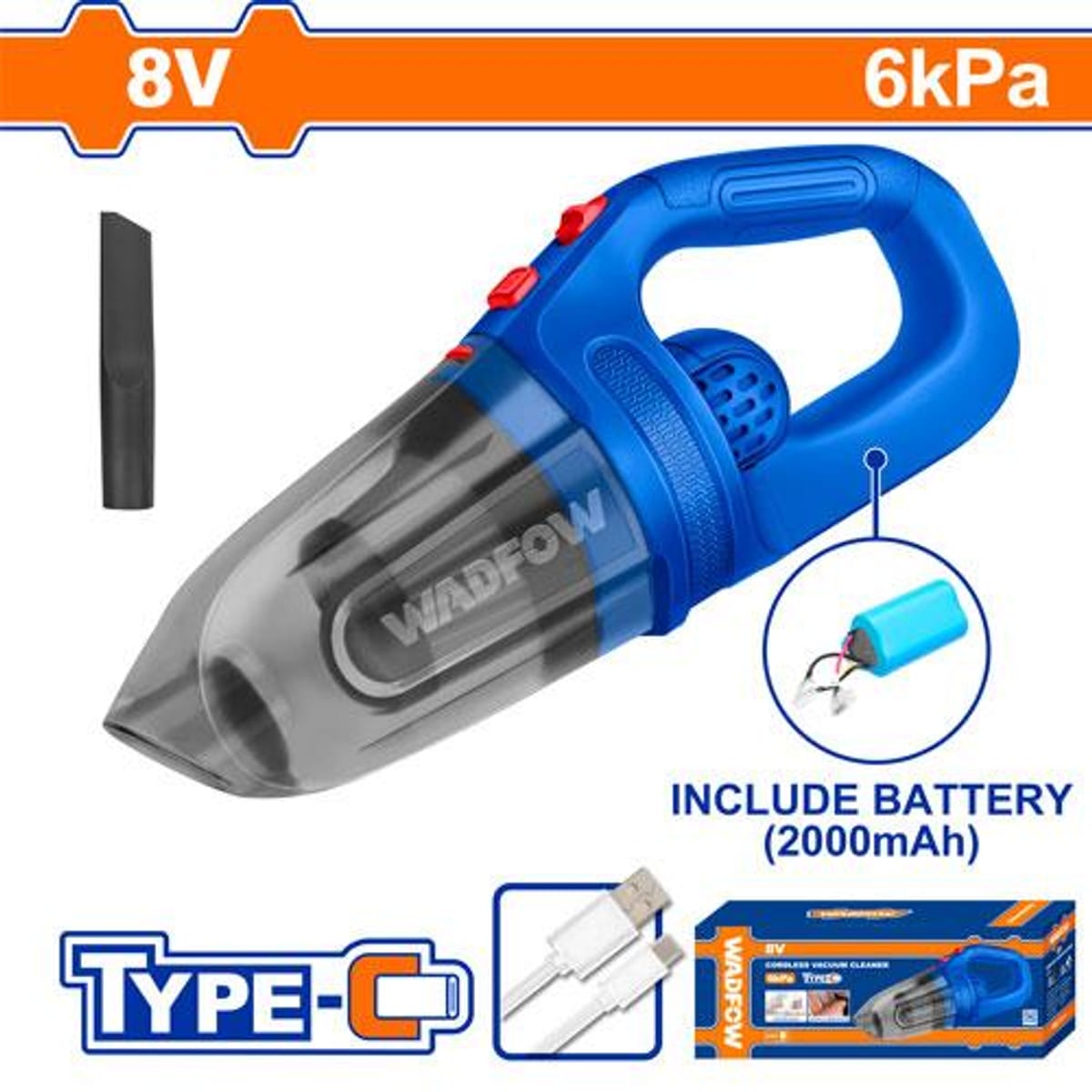 Aspiradora Mano A Batería 8V 0.45L WLV0801 - Wadfow