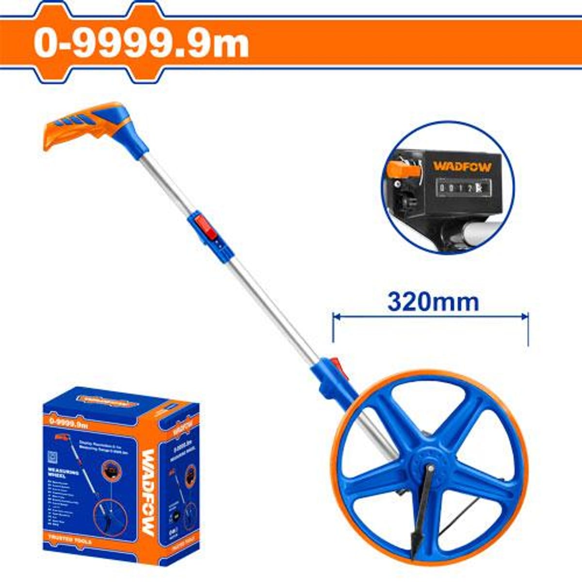 Odómetro Digital Medidor de Distancia Rueda 320mm 0-9999,9m WMW6545 - Wadfow