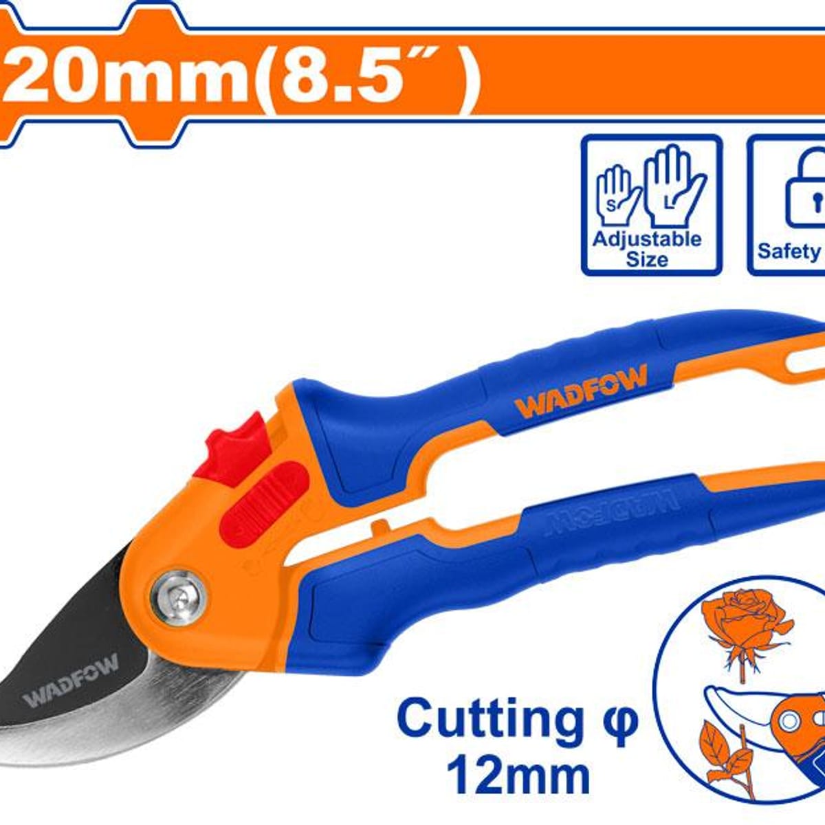 Tijera Podar Mano 8" 200mm Acero Carbono Recubrimiento Teflón WPA1E06 - Wadfow