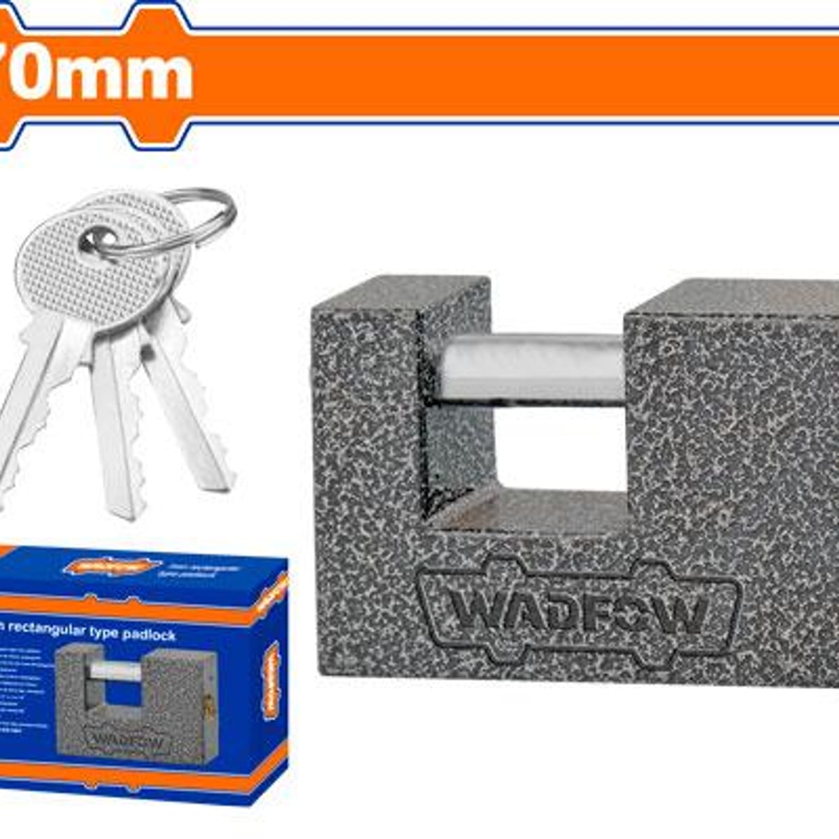 Candado Rectangular Hierro 70mm + 3 Llaves WPD7570 - Wadfow