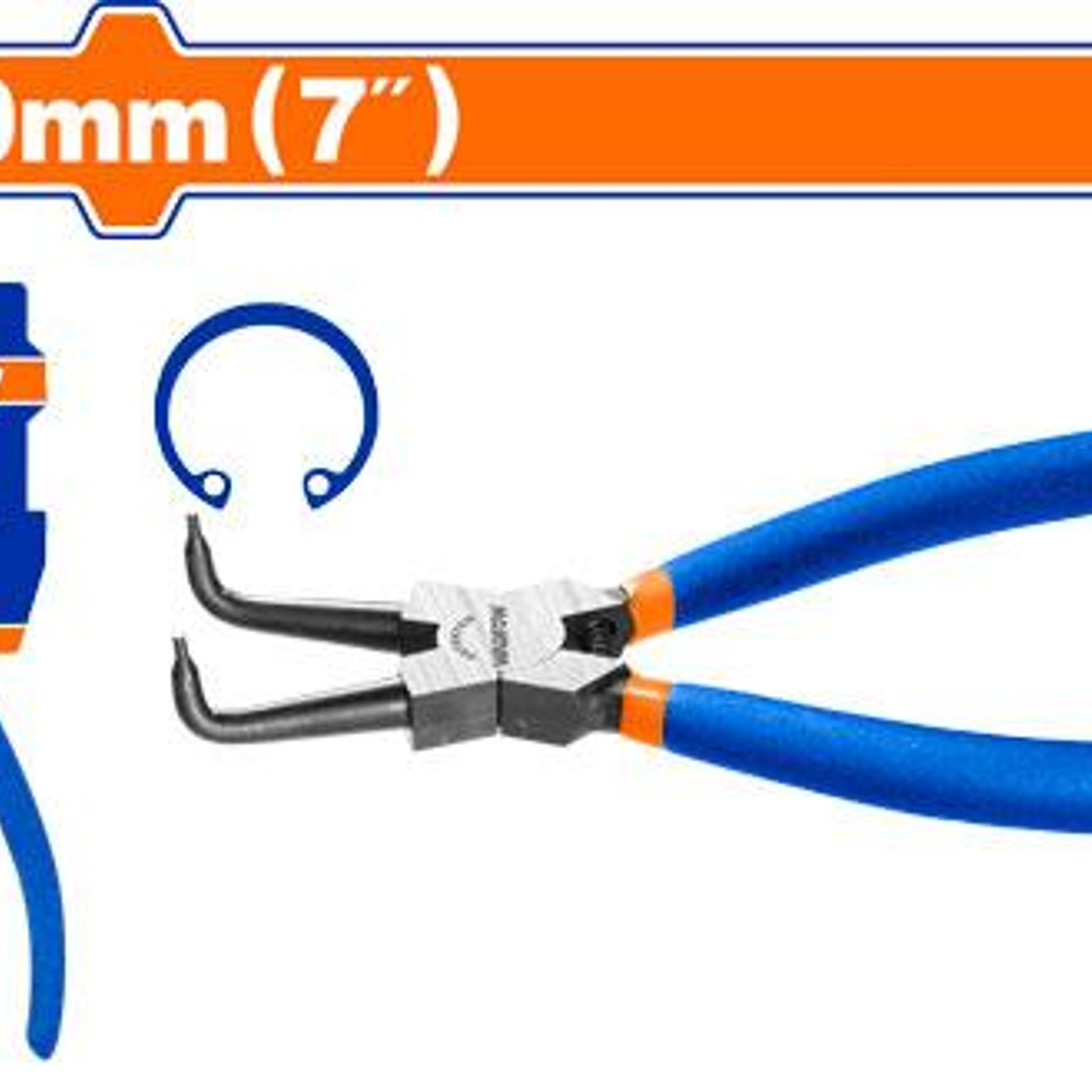 Pinza Seeger Curva Interior 7" 180mm Punta 1.8mm WPL9C74 - Wadfow