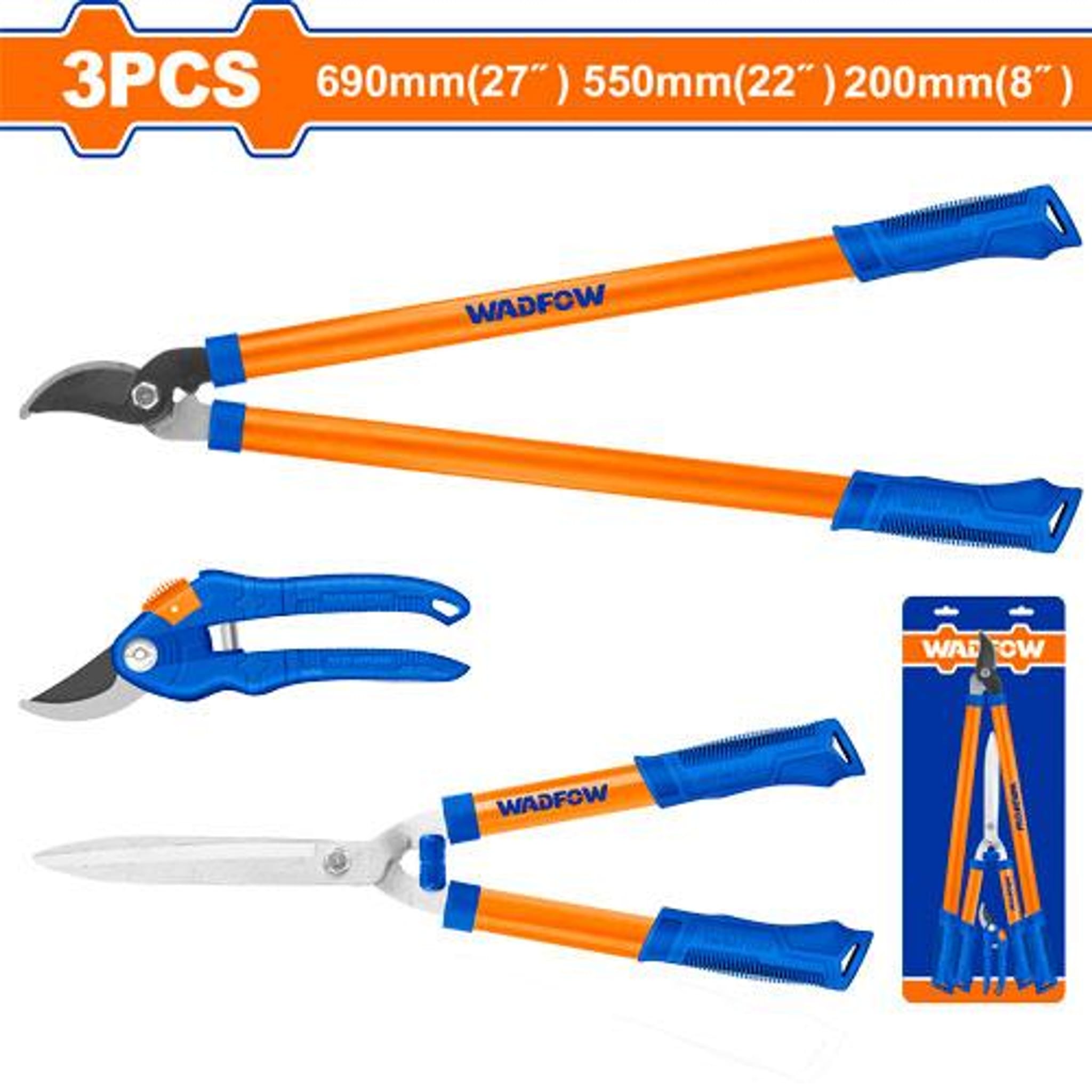 Set Tijeras de Jardín 3 Piezas 8" 22" 27" WPR3E03 - Wadfow