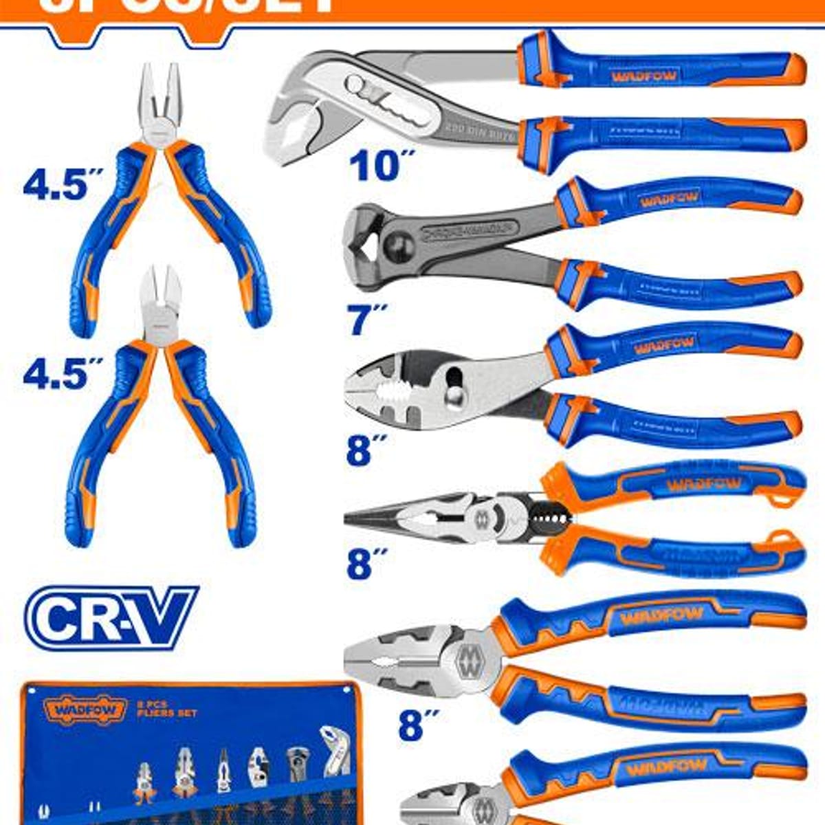 Set Alicates y Pinzas 8 Piezas WPS1M08 - Wadfow