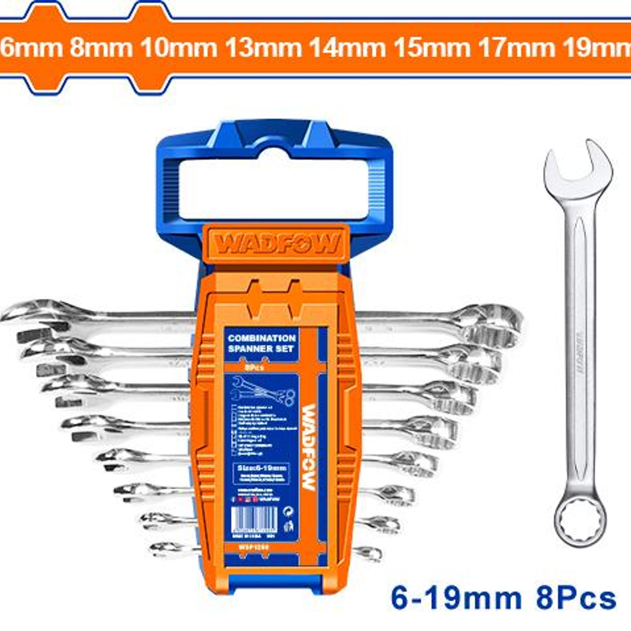Juego Llaves Combinadas 6-19mm 8 Piezas WSP1208 - Wadfow