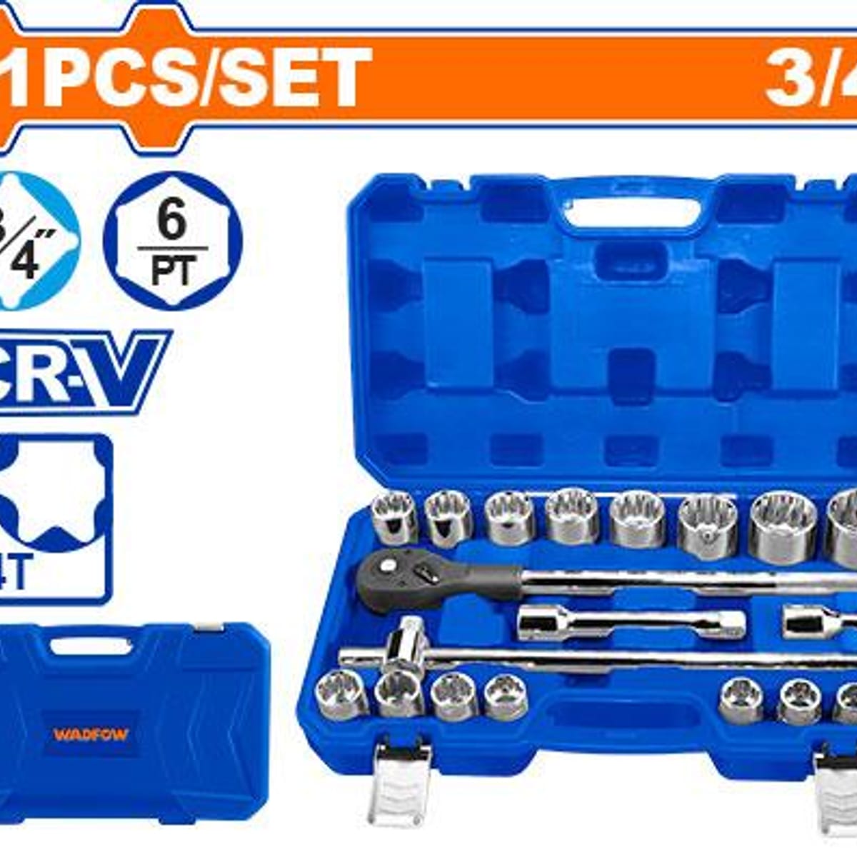 Set Dados 3/4 Pulgada 21 Piezas WST4D21 - Wadfow