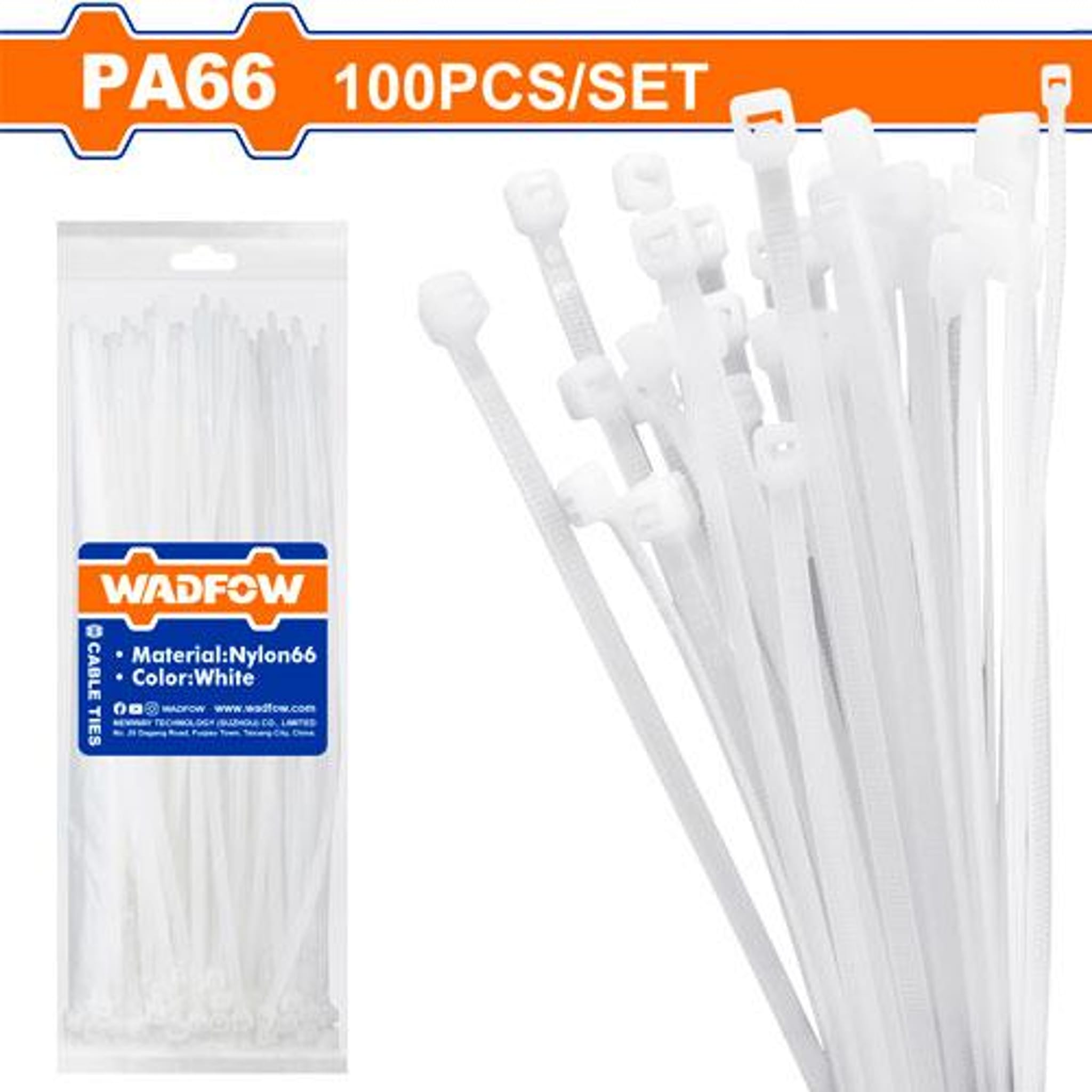 Precintos Nylon Blanco 300x4.8mm 100 Unidades WTE330048 - Wadfow