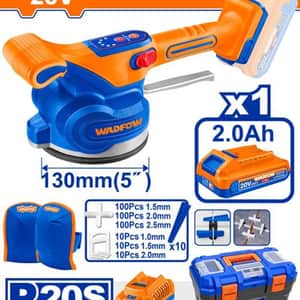 Vibradora Porcelanato Cerámicos a Batería 20V + Batería 2Ah + Cargador + Niveladores + Rodilleras WTVM1D128-4 - Wadfow